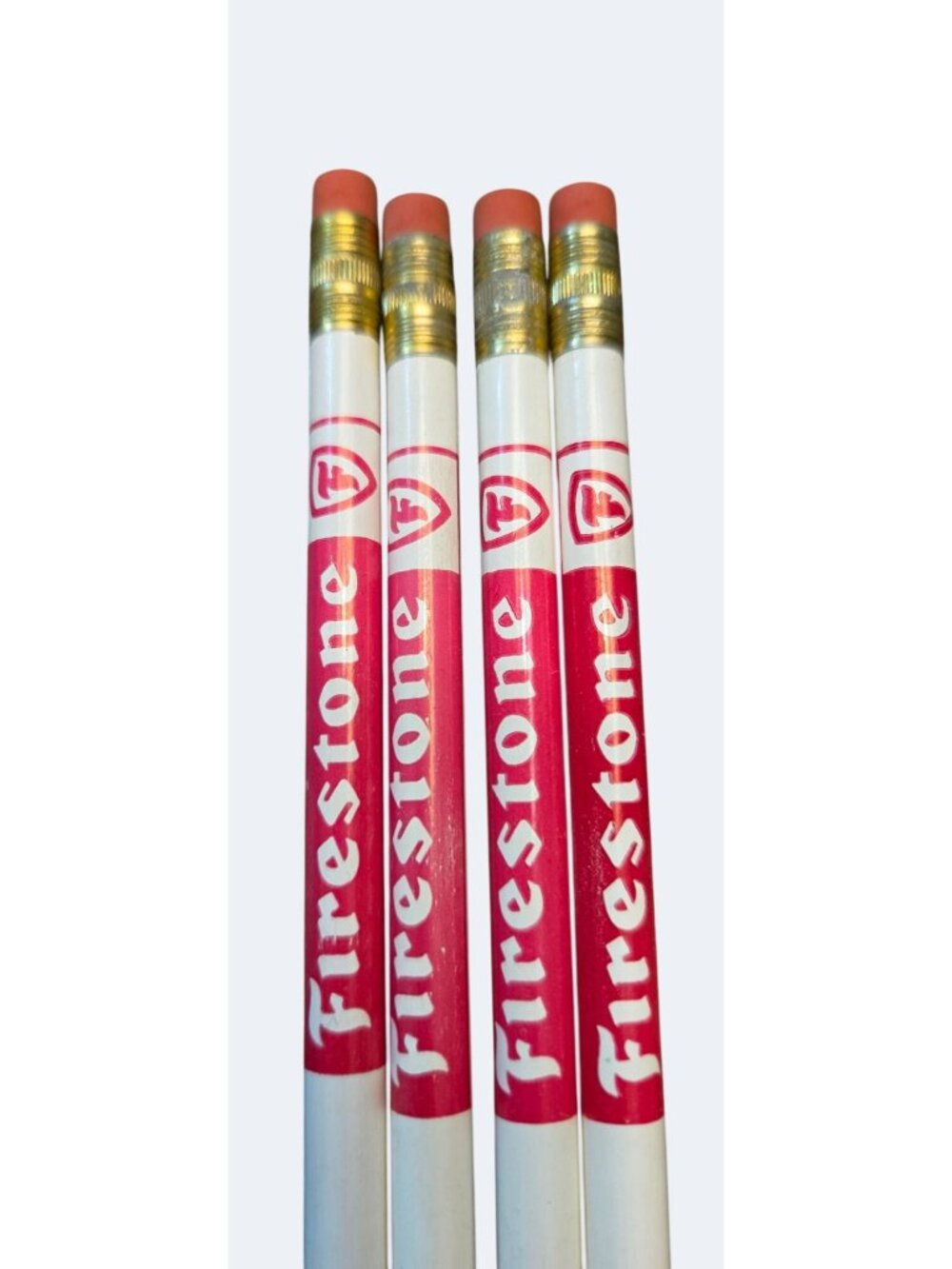 Set Of 4 Vintage Firestone Pencils The House Of Radials White & Red Mint Conditi